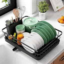 Allkartz Dish Drying Rack Space-Saving for Kitchen Drying Racks Counter Durable Stainless Steel Rack with a Cutlery Holder for Utensils Basket Drainer for Knives Spoons & Forks Vessel Drainer Basket-picture-20