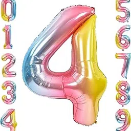 FI - FLICK IN 1 Pc Big Size Number 4 Foil Balloon 32 Inch Large Rainbow Number Foil Balloon Gradient 0 to 9 Number Balloons for Decoration 4th Birthday Anniversary Decoration Items (Pack of 1, Rainbow)-image-55