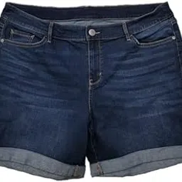 happening Plus Size Women Pure Denim Regular Fit Shorts with Folded Bottom- Faded Denim Blue Color- Stretchable- Waist Size S(28) to10XL(52) inches-picture-16