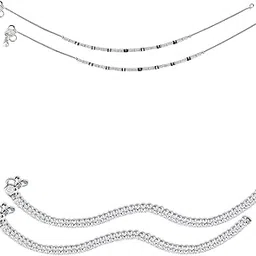 Heer Collection Traditional Jewellery For All Occassions Anklets Payal Pair for Women/Girls Alloy Anklet - Bzr_Combo Payal 101 - PARENT-picture-45