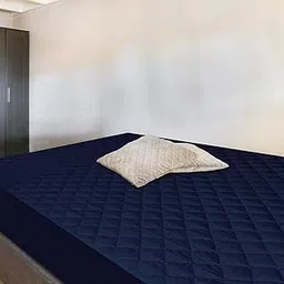 Dream Care Sapphire Regal Water Proof Quilted Mattress Protector Cotton 78x48 Inch for Single Bed | Ultra Soft & Hypoallergenic Mattress Cover (Pack of 1_Navy Blue)-picture-18