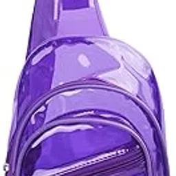 Transparent Crossbody Sling Bag | Small PVC Shoulder Bag with Adjustable Strap & Multiple Zipper Compartments (Purple)-image-0