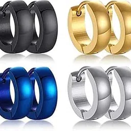 Earrings men boyfriend girls women gents ear studs for men Stainless Steel Piercing Clip on Screw Bali Pierced Hoop Stud Huggie Magnetic earrings for boys silver black gold blue boys earrings-image-70