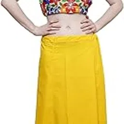 vishtish Women's Cotton Plain Stitched Inskirt Saree Shapewear Petticoats with Adjustable Waist Drawstrings for Regular Wear, Nightwears, Sleepwear - Pack of 1 (Free Size)-picture-28