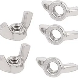 DealMux M8 Female Thread Stainless Steel Butterfly Wing Nut Fasteners Silver Tone 5pcs-picture-17