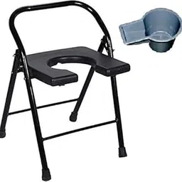 Kds Surgical™ Black Comfort premium Folding Commode Chair/Stool With back Rest-picture-59