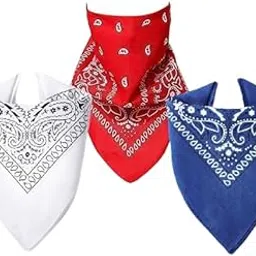 paropkar 100% Cotton Novelty Double Sided Print Handkerchiefs Bandana Face Mask Cover Paisley Cowboy Headband Scarf Wristband For Men Women-picture-14