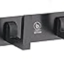 iSTAR 6 Pin Bathroom Cloth Hooks Hanger Wall Bedroom Bathroom Robe Hooks Rail (Pack of 1, Black), Aluminium image 1