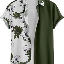 zeku Floral Print Short Sleeve Shirt, Lycra Bland, Casual Wear, Printed, Button-Down Collar-picture-41