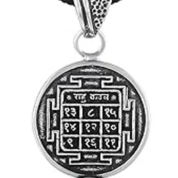 missmister: lifestyle for a grand life Missmister Creations: Brass Antique Silver Hessonite Gomed Vedic Astrology Rahu grah dosh Raksha Kawach for men women (MM3830PCDM)-picture-12