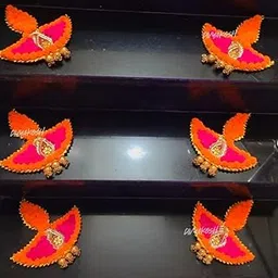 Divyakosh Pom-Pom Theme Rangoli Mats for Stairs Decoration, Floor/Balcony/Living Room Decor, Set of 10 Pcs, Decorative Diya, Diwali Gift Diya, Candles, Home Decoration Tea Lights-picture-14