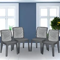 ITALICA Oxy Plastic Chair for Home, Office, Living Room/Glossy Finish Plastic Outdoor Chair/Patio Chairs for Balcony | Suitable for Indoor & Outdoor (5205, S.Grey, Set of 4 Chair)-picture-23