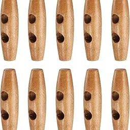 Wooden Toggle Buttons Wood Olive Sewing Buttons 2-Hole Wood Horn Oval Buttons Sewing Accessories for Coat Sweaters Clothing DIY Craft - Pack of 12 (Dark Brown)-picture-25