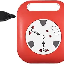 Duravolt Trendy Flex Box, Electrical Wire Extension Cord with Handle,Indicator and International Sockets,Red/White Colour,Heavy Duty Flexicord Extension (Cord with 2 Pin Plug) (4 Meter)-picture-19