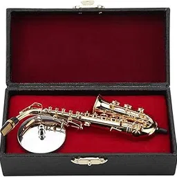 Saxophone Model, 14cm Miniature Alto Saxophone Replica with Stand and Case Mini Musical Instrument Saxophone Home Decoration-picture-12