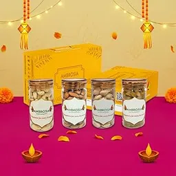 Ambrosia Diwali Dry Fruits Gift Box 440g - Diwali Gift Hamper | Festive Dry Fruit Gift |Almonds, Cashew, Pista & Raisins-picture-44