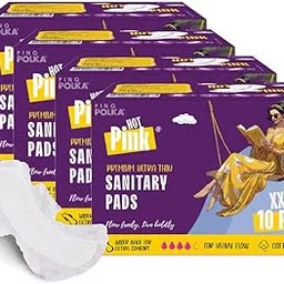 PINQ POLKA Hot Pink Sanitary Pads 40 Pcs Rashfree Cotton Feel | Leak Protection| Toxic Free | Wider Back & Wings Pads for women-picture-64