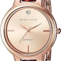 anne klein New York Analogue Diamond-Accented Dial Rose Gold-Tone Open Bangle Women's Watch-picture-21