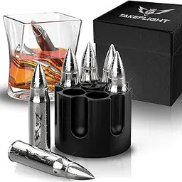 Bullet Shaped Metal Whiskey Stones - 6-Pack Stainless Steel Whiskey Rocks | Metal Ice Cubes to Chill Bourbon, Scotch in Your Whisky Glass - Cool Gifts for Men, Father's Day, Christmas Stocking Stuffer-picture-12
