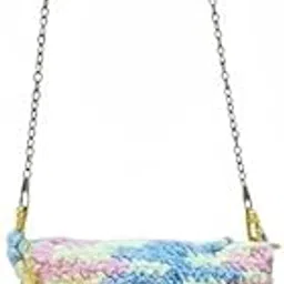 Traders Handmade Multicolor Crochet Shoulder Bag for Women – Soft Knitted Wool Yarn Purse with Chain Strap | Lightweight Stylish Sling Bag-image-16