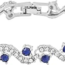 yellow chimes Vistelle Women Crystal Bracelets | Silver Toned Bracelets For Women | Blue CZ Crystals Bracelet For Woman | Birthday Gift for Girls & Women Anniversary Gift for Wife-picture-47