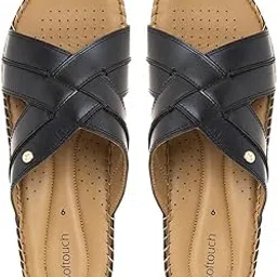 khadim's Softouch Leather Wedge Heel Mule Slip On Sandal for Women-picture-14