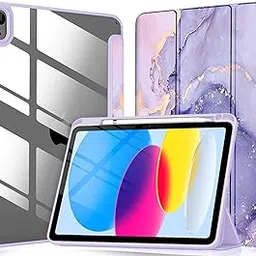 Robustrion Cover for iPad 11th (A16) / 10th Generation Cover Case (2025/2022) [Pencil Holder] (Right Side) [Auto Sleep Wake], Trifold Flip Stand Case for iPad 10th Gen /11th Gen - Marble Lilac-picture-19