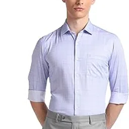 arrow Men's Cotton Checkered d Slim Fit Cutaway Collar Full Sleeves Formal Shirt image 1