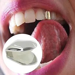 CLUB BOLLYWOOD® Hip Hop Braces Single Teeth Caps for Teeth Mouth Fancy Dress Daily Use Silver | Oral Care |-picture-32