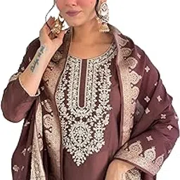 v2b enterprise Designer Women’s Embroidered Suit with Dupatta | Premium Ethnic Party Outfit-picture-35