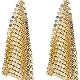 Earrings for Women & Girls | Fashion Multicolor Long Dangler Earring | Metallic Mesh Grid Sequins Tassel Long Drop Earrings | Western Danglers Earring | Birthday & Anniversary Gift-image-10