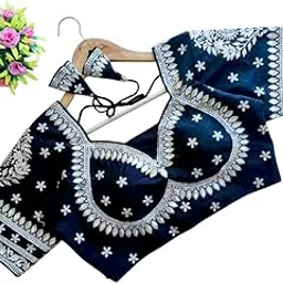 nil ethnic center Boat Neck Women Blouse, Half Sleeves SilkReadymade Saree Blouse for Women Stylish-picture-15