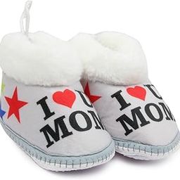 neska moda 6 To 12 Months Baby Boys & Girls Cotton Fur I Love Mom & I Love Dad Print Lace Shoes/Booties-picture-36