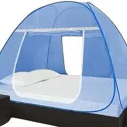 Portable Mosquito Net – Blue | Foldable & Washable Net for Double Bed | Travel-Friendly Insect & Mosquito Protection with Zipper Doors-picture-12