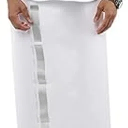 ramraj cotton Men Single layer Solid White Regular Dhoti With 1 1/2 inch Silver Jari Border-picture-11