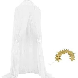 Enakshi® Princess Bed Canopy Mosquito Net for Round Dome Castle Play Tent, Yarn Curtain Crib Netting Hanging Home Decor - White|Home & Garden | Bedding | Canopies & Netting-image-34