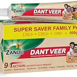 Zandu Dantveer, 500g, Fights 9 Dental Problems, with Irimedadi oil, Advanced Ayurvedic Toothpaste, Scientifically proven formula-picture-38