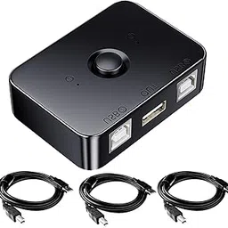 USB 2.0 Sharing Switch 2 in 1 Out, USB B Printer Selector, USB Switcher 2 Computers Sharing KVM Switch for Printer,Scanner,Keyboard, Include 3pcs USB A to B 59inch Print Cables-image-55