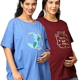 the mom store Mom T-Shirt Pack of 2| Cotton | Pre and Post Pregnancy | Quirky Statements | Comfortable | Oversized-picture-42