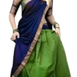 swami studio Women Silk Heavy Kanchipuram Wedding Style Half Saree Semi-Stitched Lehenga Set Regular Fit Blouse & Dupatta-picture-34
