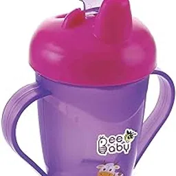 BEEBABY Free-Flow, Hard Spout Sipper, Twin Handle Sippy Cup for Easy Grip, 100% BPA Free, Leak Proof Baby Sipper for 6+ Months Infant/Toddler, 180 ml / 6 oz (Violet, 6 Months+, Polypropylene)-picture-13
