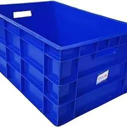 SINGHAL Multipurpose Heavy Duty Big Blue Portable Plastic Crate 60x40x27 CM | Crates for storage | Shelf Basket for Large Storage Bin | Vegetable, Fruit, Milk-image-52