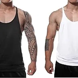 Men's Gym Stringer Tank Top Bodybuilding Athletic Workout Muscle Fitness Vest Pack of 2-image-72