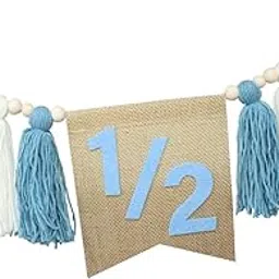 MERISHOPP Happy 6 Month Banner Tassel Beaded Garland Banner for Kids Room Nursery Girl Blue| Party Decorations | Birthday Decoration Items | Banner-picture-51