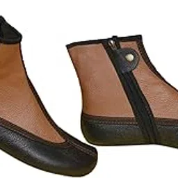 classic mumbai ALSHAD FOOTWEAR Leather Socks for Men & Women- Winter Socks with Zipper Closure for Unisex Adults (Brown)-picture-44