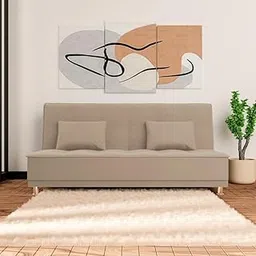 Adorn India Premium New Alyssum 3 Seater Sofa Cum Bed 4X6 Velvet Suede with 2 Cushions (Color Camel) and Suitable for All Indoor, with 3 Years Warranty-image-27