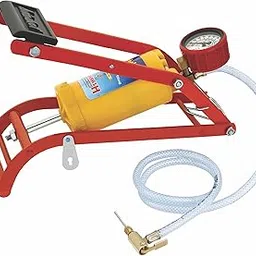 Airmaker AMPB1 Air Foot Pump Nylon Plastic Body Use for Car or Motorbike or Bicycle Tyre Air Filling 150 Psi (Yellow and Red)-picture-18