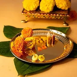 PrettyKrafts Pooja Thali Big Size | 8.2 inch Brass Plate for Puja | Golden Thali for Pooja Plate | Puja Ki Thali | Elegant Pooja Thali Brass for Home & Festivals-picture-20