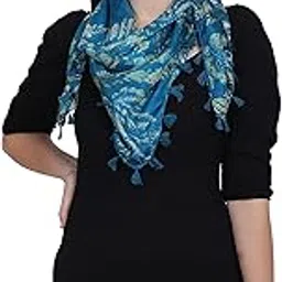 Pure Silk Blue Floral Scarf Stole Dupatta/17-image-23
