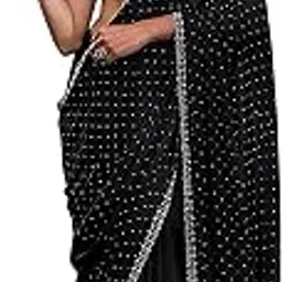 trendmalls Women's Satin Zarkan Siroski work Saree with Unstitched Blouse Piece-picture-11